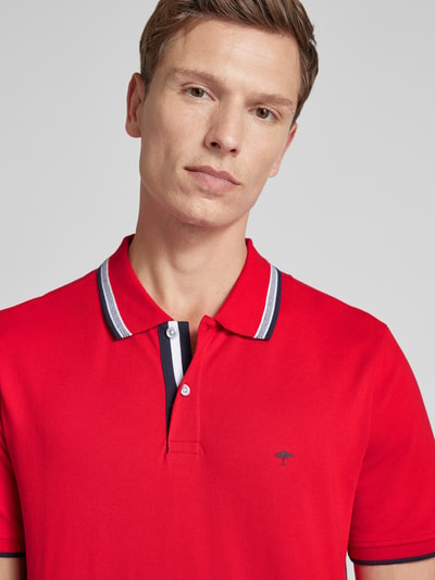 Fynch-Hatton Regular Fit Poloshirt mit Kontraststreifen Rot 3