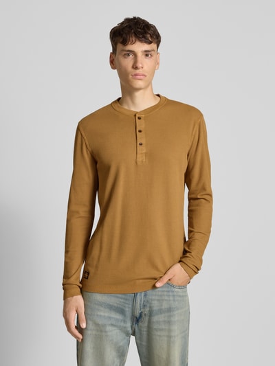 Superdry Longsleeve mit Strukturmuster und Knopfleiste Camel 4