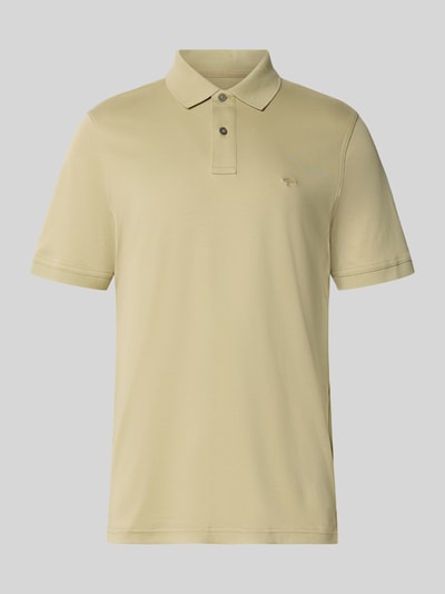 Produktfoto, Regular Fit Poloshirt mit Logo-Stitching von Fynch-Hatton in Beige, reine Baumwolle, kurze Knopfleiste, glatte Textur