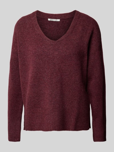 Tom Tailor Denim Relaxed fit gebreide pullover met V-hals Donkerrood - 2