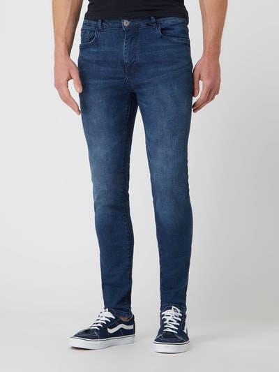 REVIEW Skinny fit jeans met knoop- en ritssluiting Donkerblauw - 4