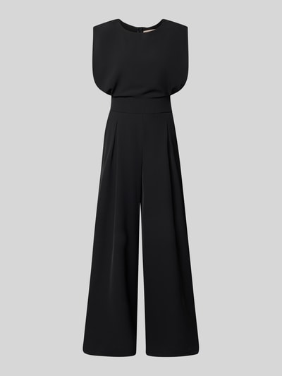 Produktfoto, Regular Fit Jumpsuit mit Rundhalsausschnitt von Rinascimento, schwarz, ärmellos, tailliert, Kellerfalten, elastischer Material-Mix