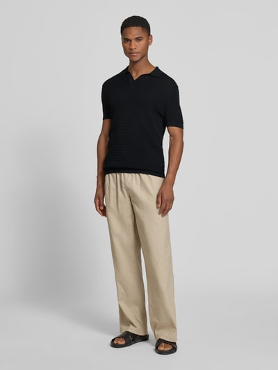 DRYKORN Slim Fit Strick-Poloshirt mit Strukturmuster Modell 'BRAIAN' Black 1