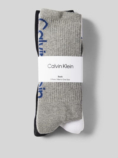 CK Calvin Klein Socken mit Label-Print im 3er-Pack Mittelgrau Melange 3