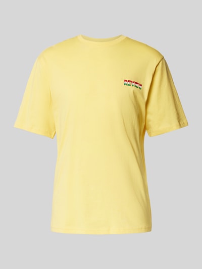 REVIEW T-Shirt mit Label-Print Pastellgelb 2