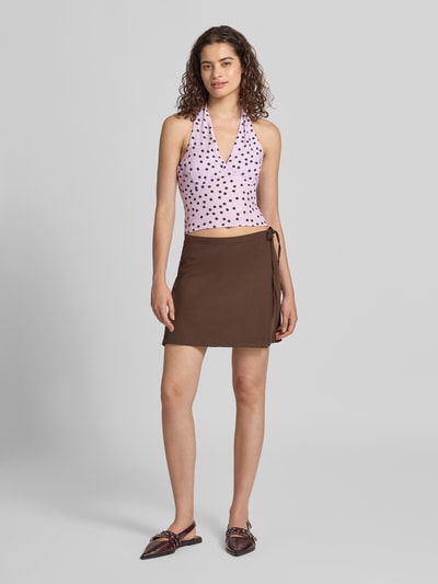 LeGer top met halter van viscose in all-over look model 'Fleur' Lila - 1