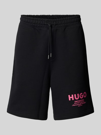 Hugo Blue Baggy Fit Sweatshorts mit Label-Print Modell 'Nomario' Black 2