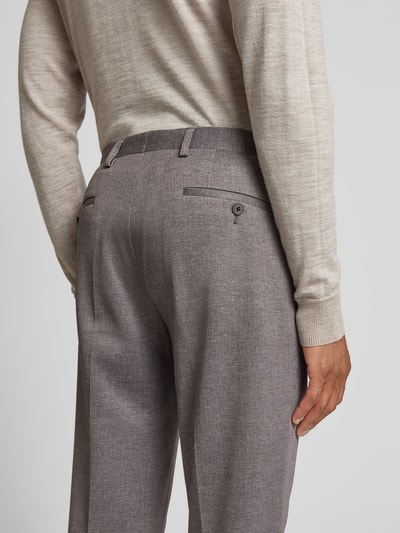 Roy Robson Regular fit pantalon met paspelzakken aan de achterkant, model 'Jersey' Middenbruin - 3