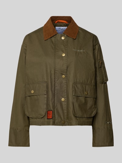 Produktfoto, Jacke aus Baumwolle mit Pattentaschen von Original Bombers in Olivgrün, Regular Fit, Umlegekragen, Knopfleiste, matte Textur