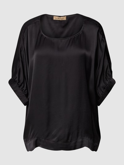 Smith and Soul Blouse met boothals, model 'satin' Zwart - 2