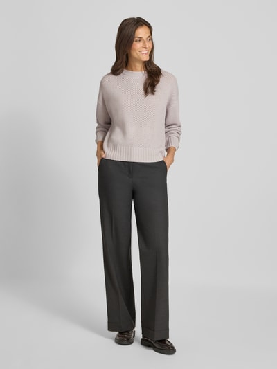 Windsor Regular fit wollen pullover met kasjmier en structuurmotief Steengrijs - 1