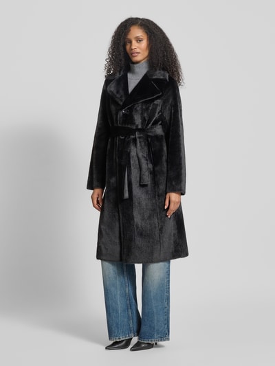 PETITE M. Keerbare lange jas met reverskraag Zwart - 6