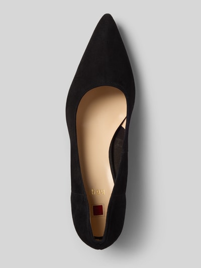 Productfoto, Pumps uit leer met blokhak van Högl, zwart, puntige voorkant, slip-on, hakhoogte 5 cm, schachthoogte 7 cm, schachtwijdte 20 cm
