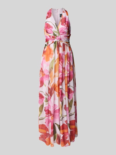 Adrianna Papell Maxikleid mit V-Ausschnitt und Taillenband Pink 2