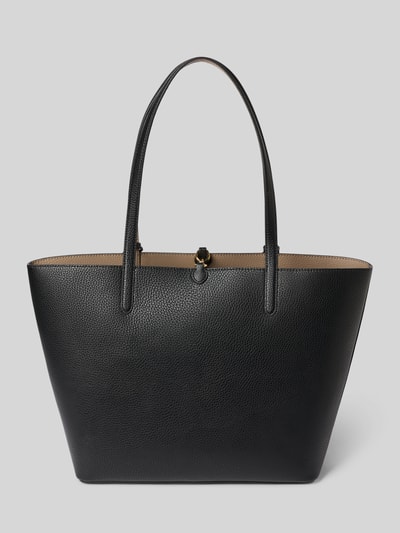 Produktfoto, Shopper in Leder-Optik von Lauren Ralph Lauren, schwarz, strukturierte Oberfläche, Hauptfach mit Verschluss, Tragehenkel, Schulterriemen, Mini-Bag, Maße 47x29x13 cm, Länge Schulterriemen 60 cm