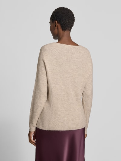 VERO MODA Regular fit gebreide pullover met V-hals, model 'CREWLEFILE' Zand gemêleerd - 5