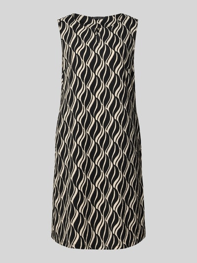 Produktfoto, Knielanges Kleid mit Schlüsselloch-Ausschnitt von Betty Barclay im Material-Mix mit Stretch-Anteil, Straight Fit, abstrakte schwarz-beige Wellenmuster, glatte Textur, Knielänge, für Damen