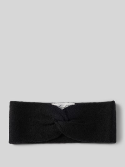 Produktfoto, Stirnband aus reinem Kaschmir von Christian Berg Woman, breites Design, Strick-Optik, fixiertes Knotendetail, schwarz.
