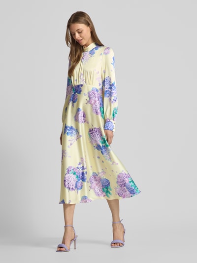 Marc Cain Midikleid mit Stehkragen Hellgelb 1