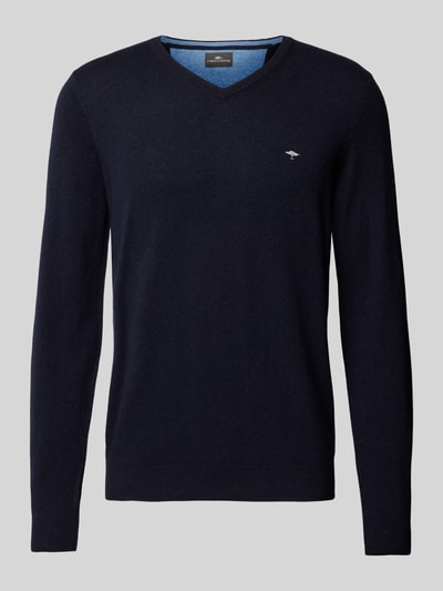 Fynch-Hatton Gebreide pullover met V-hals Marineblauw - 2