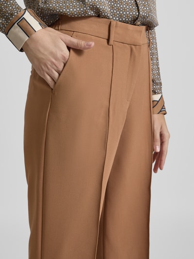 Milano Italy Flared cut stoffen broek met elastische band Camel - 3