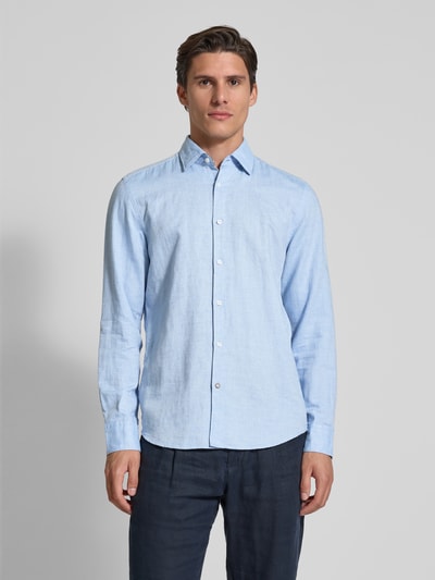 BOSS Casual Fit Businesshemd aus Leinen-Baumwoll-Mix Hellblau 4
