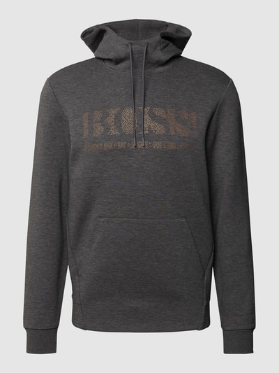 BOSS Green Hoodie mit Label-Print Modell 'Soody' Anthrazit Melange 2