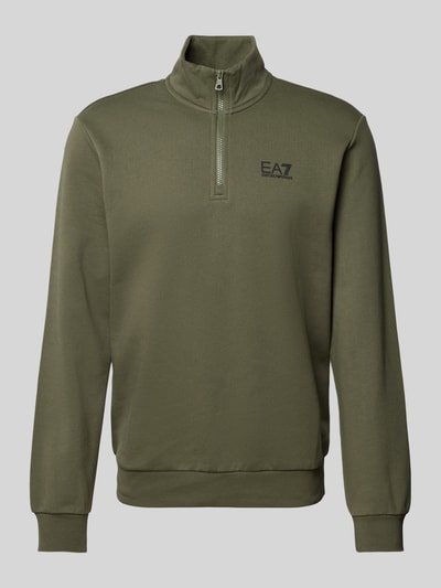 EA7 Emporio Armani Sweatshirt mit Troyer-Kragen Oliv 2