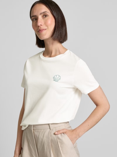 ICHI T-Shirt mit Motiv-Stitching Modell 'CAMINO' Weiss 3