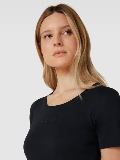 Esprit T-shirt met labeldetail Zwart - 3