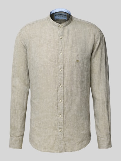 Fynch-Hatton Regular fit linnen overhemd met opstaande kraag Olijfgroen - 2