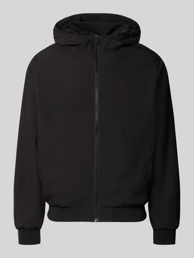 Produktfoto, Regular Fit Jacke mit Kapuze Modell 'Charge' von JACK & JONES in Schwarz mit Reißverschluss, schlichte Textur, Damen Jacke