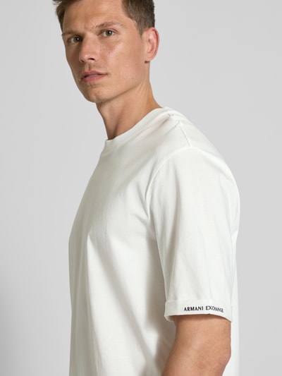 ARMANI EXCHANGE T-shirt met geribde ronde hals Offwhite - 3