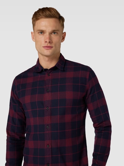 SELECTED HOMME Slim Fit Flanellhemd mit Tartan-Karo Dunkelrot 3