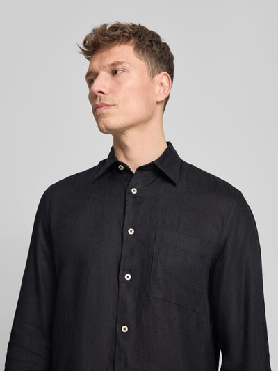 Marc O'Polo Regular Fit Freizeithemd aus reinem Leinen Black 3