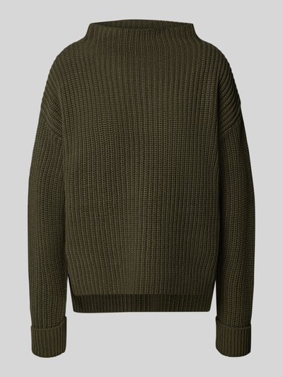 Selected Femme Regular fit gebreide pullover van katoenmix, model 'SELMA' Donkergroen - 2