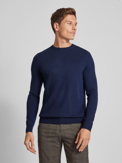 Christian Berg Men Strickpullover mit gerippten Abschlüssen Marine 4