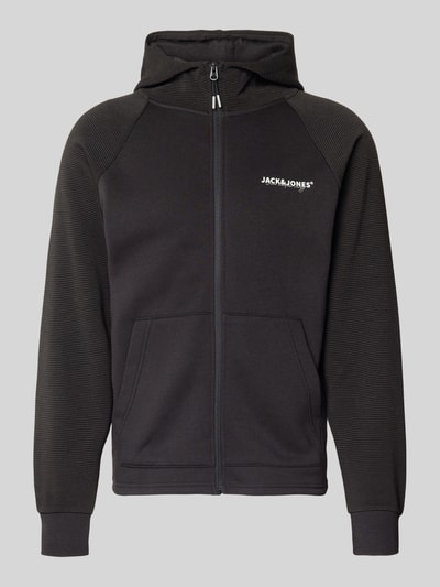 Jack & Jones Regular Fit Sweatjacke mit Logo-Print Modell 'Thatcher' Black 2