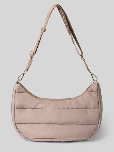 Produktfoto, Shoulder Bag mit Logo-Applikation Modell 'Lifetime Buddy' von Hey Marly in Stepp-Optik, beige, goldene Details, verstellbarer Schulterriemen, Reißverschluss, Maße 41x28x11 cm, Länge Schulterriemen 80 cm