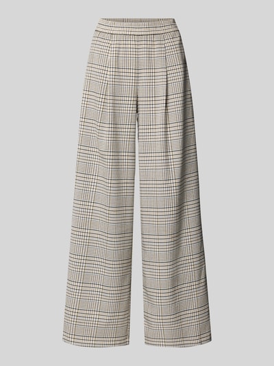 Produktfoto, Weite Hose mit Viskose-Anteil von Marc O'Polo Denim, kariertes Muster, Optik: Unifarben, Webware, Label-Stitching, Wide-Leg, elastischer Bund, Bundfalte, seitliche Eingrifftaschen