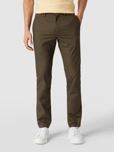 Tommy Hilfiger Straight fit chino met labeldetails, model 'Denton' Olijfgroen - 4