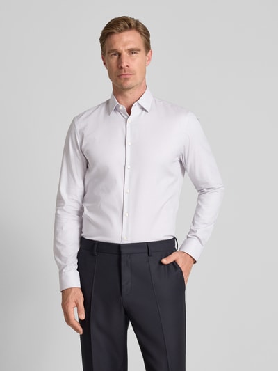 Jake*s Koszula biznesowa o kroju slim fit z kołnierzykiem typu kent Srebrny 4