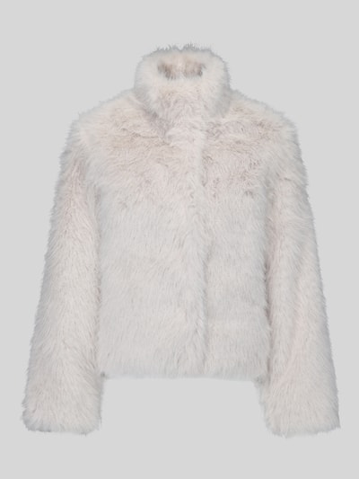 VERO MODA Modern Fit Webpelzjacke mit hohem Stehkragen Ecru 2