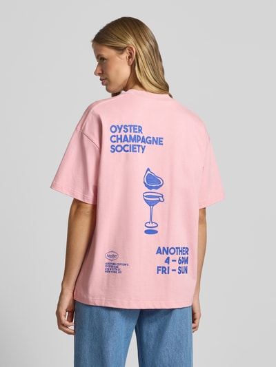 ANOTHER COTTON LAB Oversized T-Shirt mit Label-Print Modell 'Oyster and Champange' Rosa 5