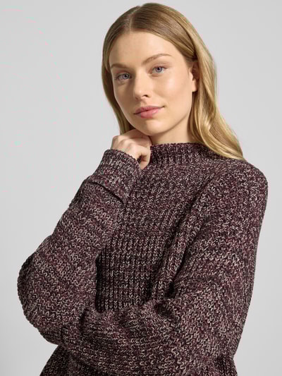 Selected Femme Regular fit gebreide pullover van katoenmix, model 'SELMA' Prune - 3