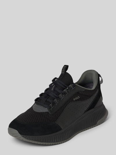 BOSS Ledersneaker mit Label-Details Black 1