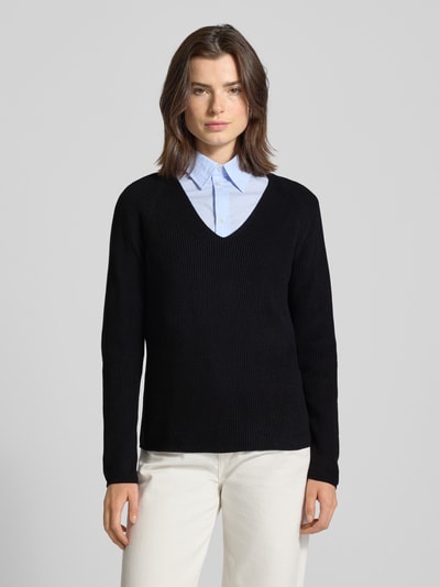 Zero Strickpullover mit V-Ausschnitt Marine 4