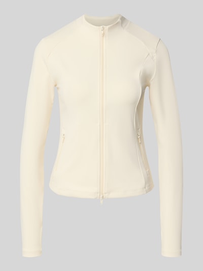Produktfoto, cremefarbene Jacke mit Zweiwege-Reißverschluss Modell 'Sense' von aim'n, Slim Fit, Stehkragen, glatte Textur