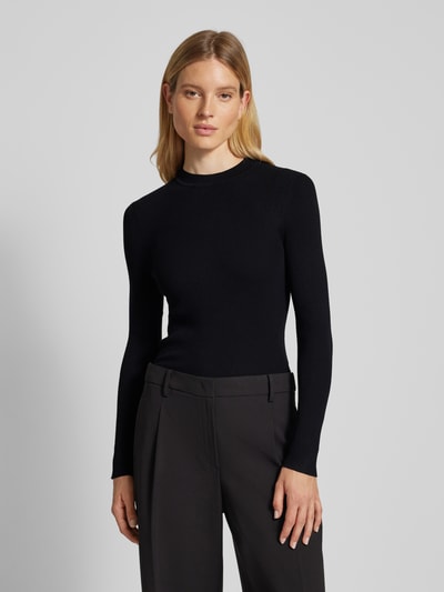 BOSS Pullover met geribde ronde hals, model 'Feskiera' Zwart - 4