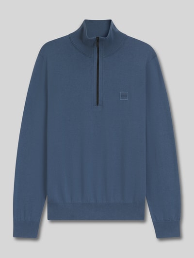 BOSS Orange Regular Fit Troyer aus Baumwoll-Kaschmir-Mix Modell 'KANOBIX_S' Rauchblau 2